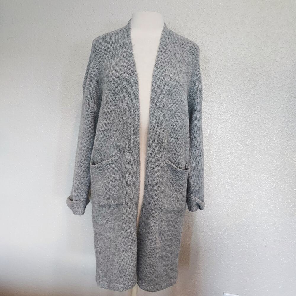 Olivia Grey - Grey Thick Knit Long Open Duster Cardigan Size Small